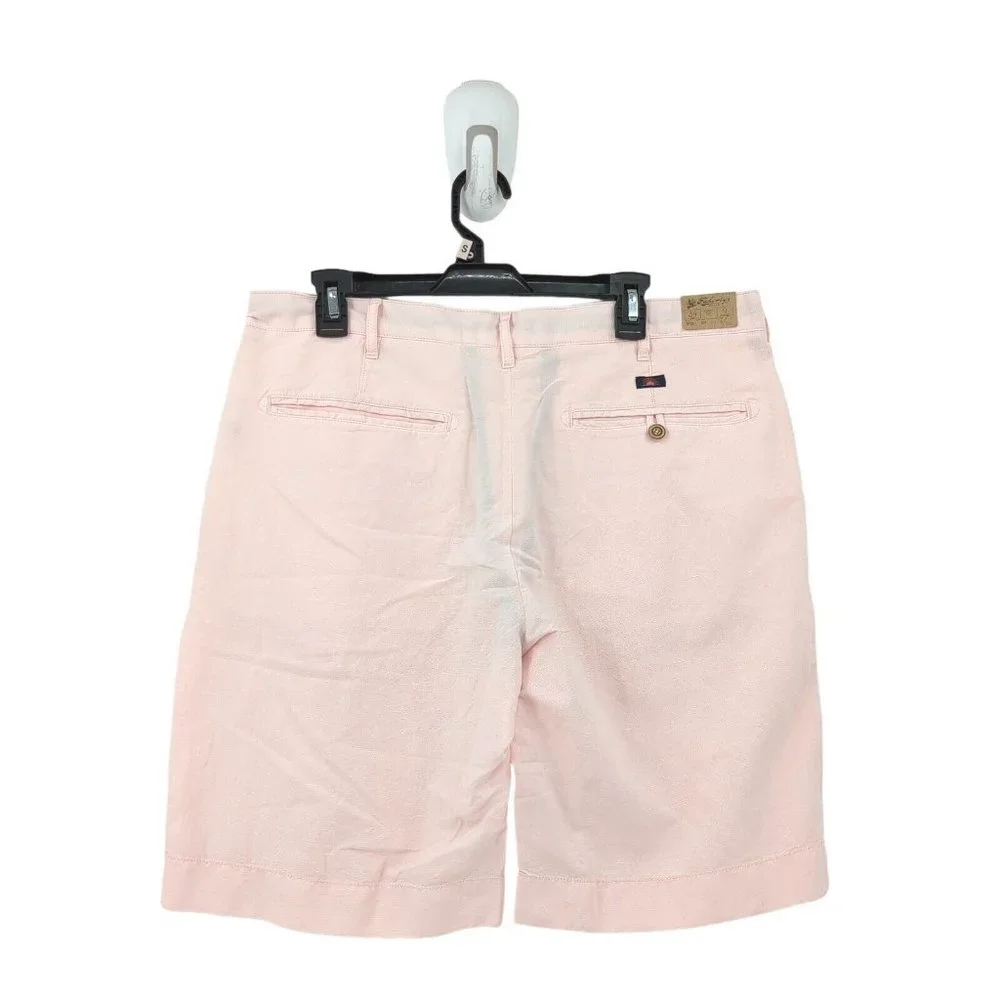 Faherty Men Malibu Chino Shorts Summer Pink Linen Cotton 9 inch Inseam NEW